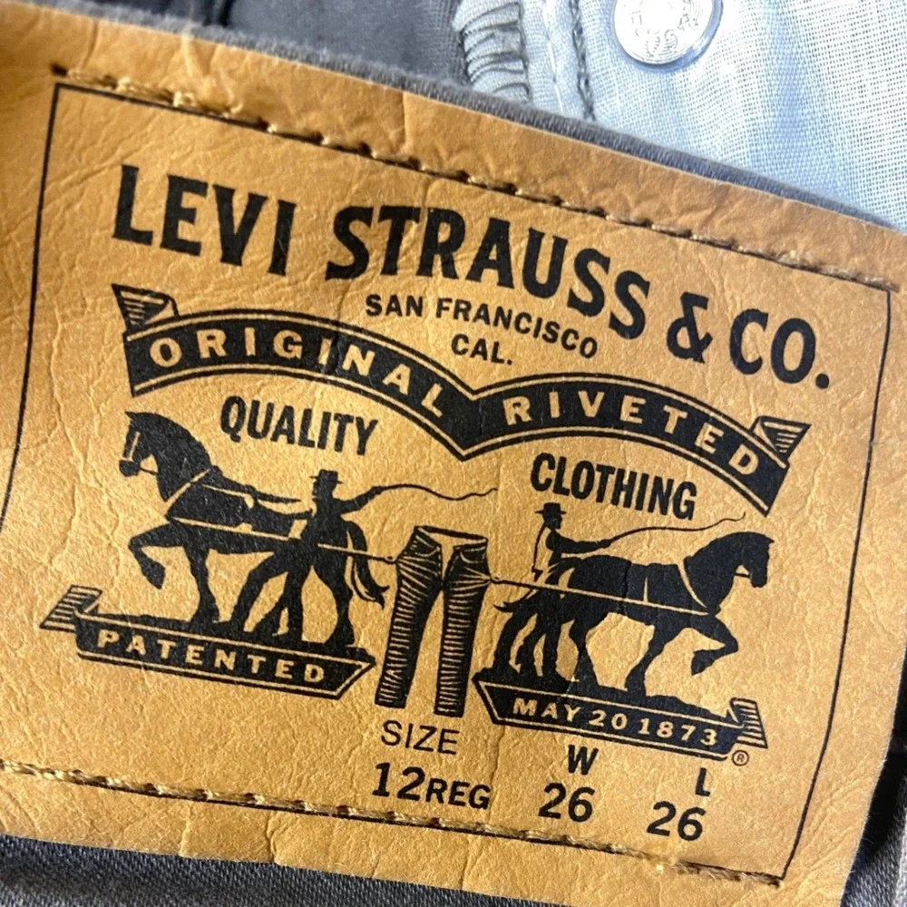 Levis 514 Straight Pants Kids 12 REG Grey Excellent Adjustable Waist‎ Cotton